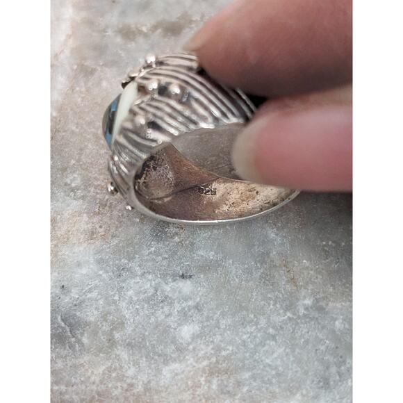 925 Silver with Blue Evil Eye Ring Size 9 - Picture 6 of 12